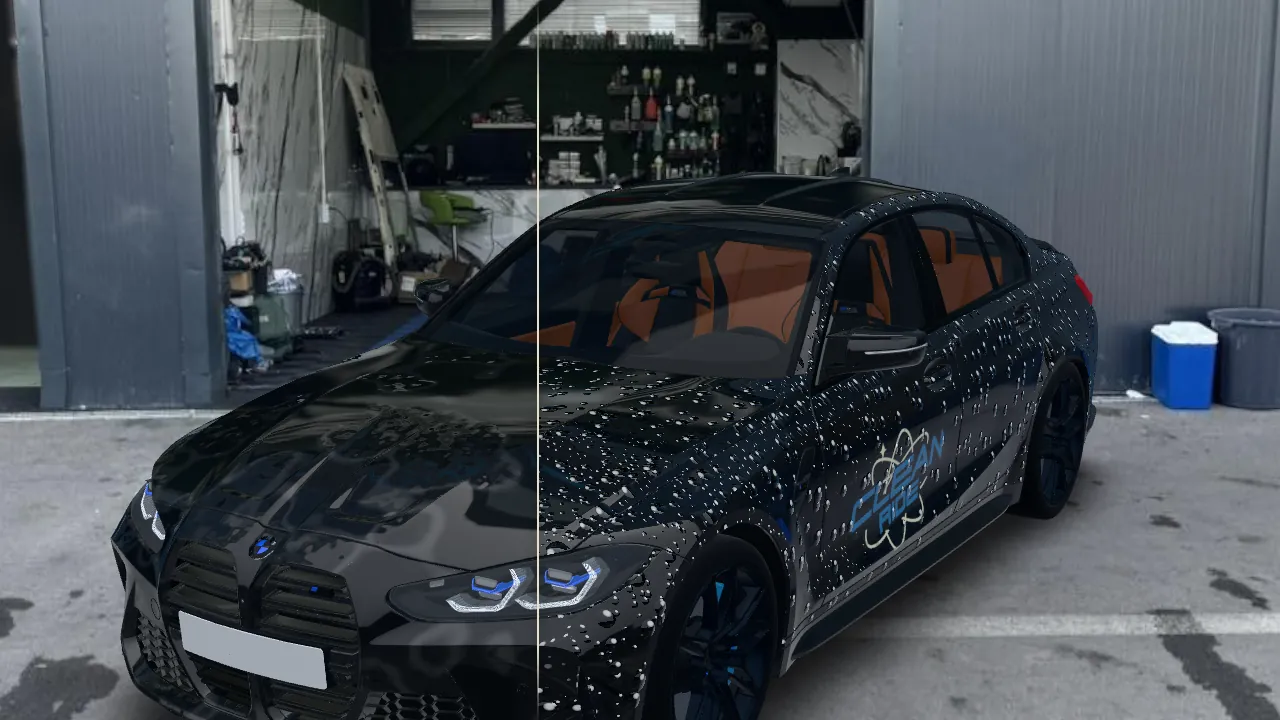 Керамика: 3D визуализация на автомобил пред студио Clean Ride