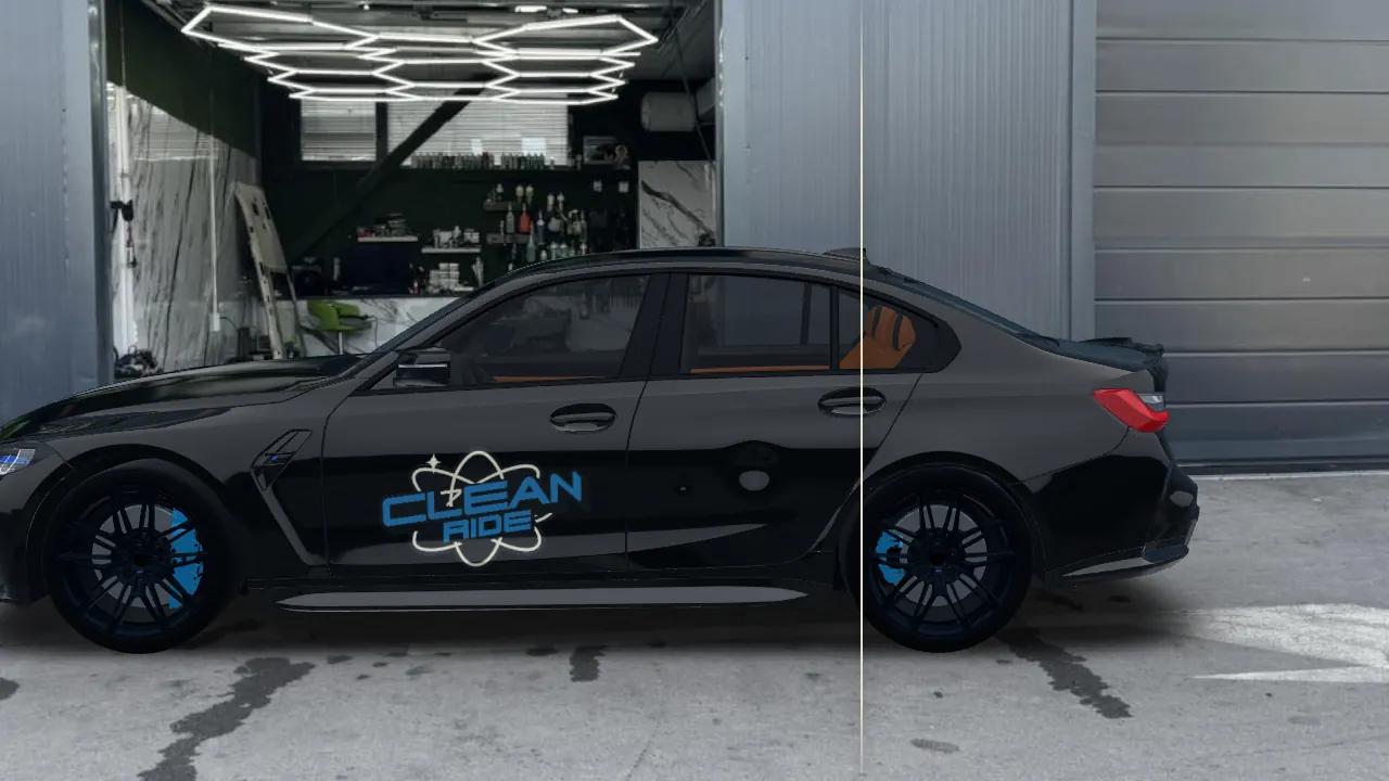 PDR: 3D визуализация на автомобил пред студио Clean Ride