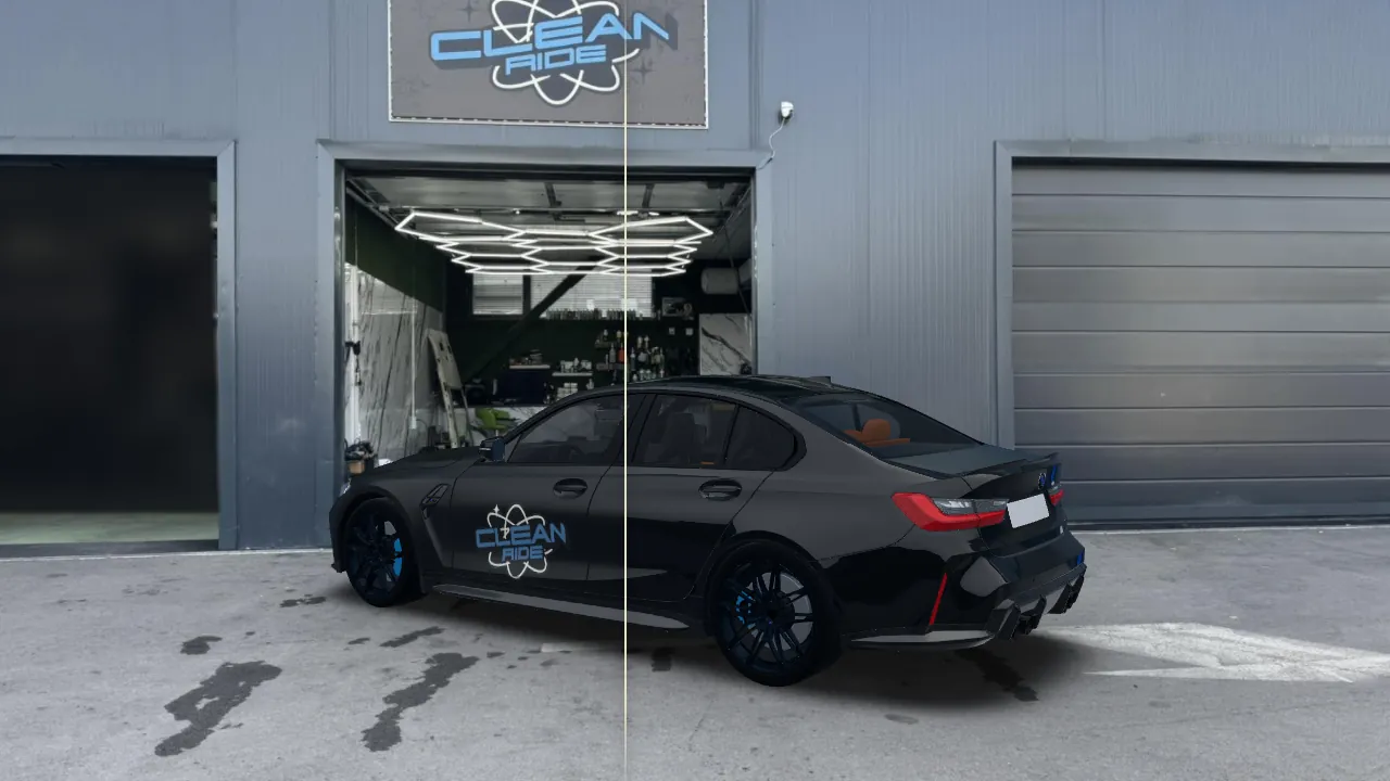 Пастиране: 3D визуализация на автомобил пред студио Clean Ride